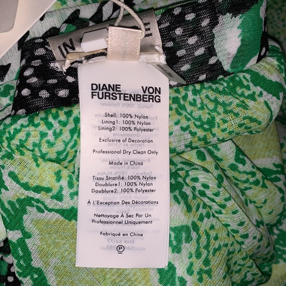DIANE VON FURSTENBERG Green and Black Reversible Mesh Wrap 👗 Drew dress - Picture 6 of 8